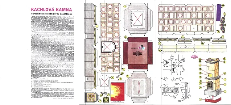 Papierový model Izbová kachľová pec - pokladnička
